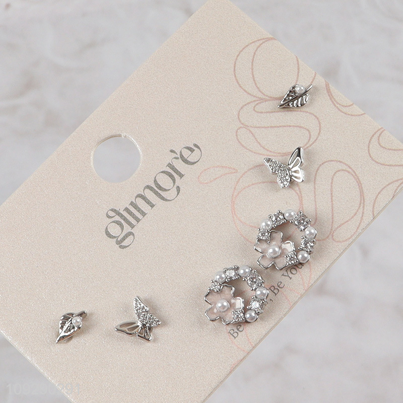 Latest products silver fashion jewelry earrings ear studs set
