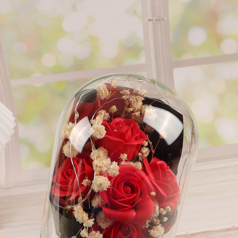 Factory price mini rose flower ornament with led lights