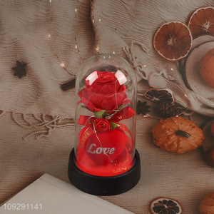 Low price rose flower ornament Valentine's Day gift with lights