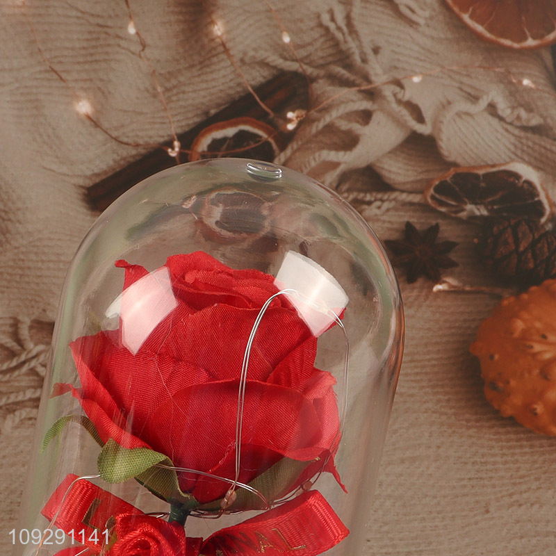 Low price rose flower ornament Valentine's Day gift with lights