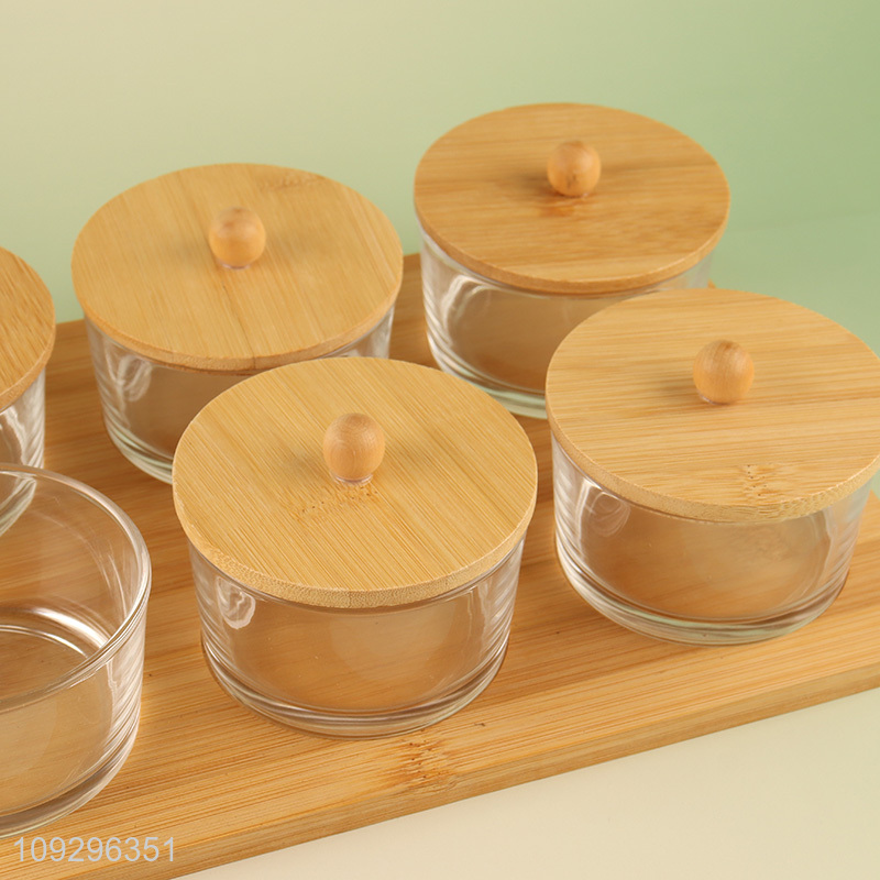 Best sale household glass storage jar with bamboo lid