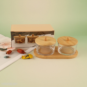 Most popular round glass storage jar with lid&holder