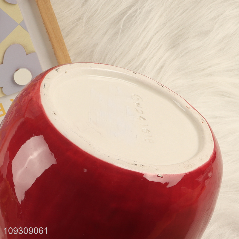 Hot selling red ceramic flower vase hydroponic vase