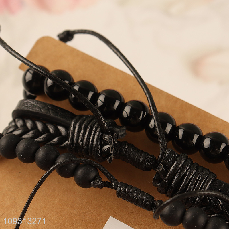 Yiwu market black fashion jewelry beaded bracelet