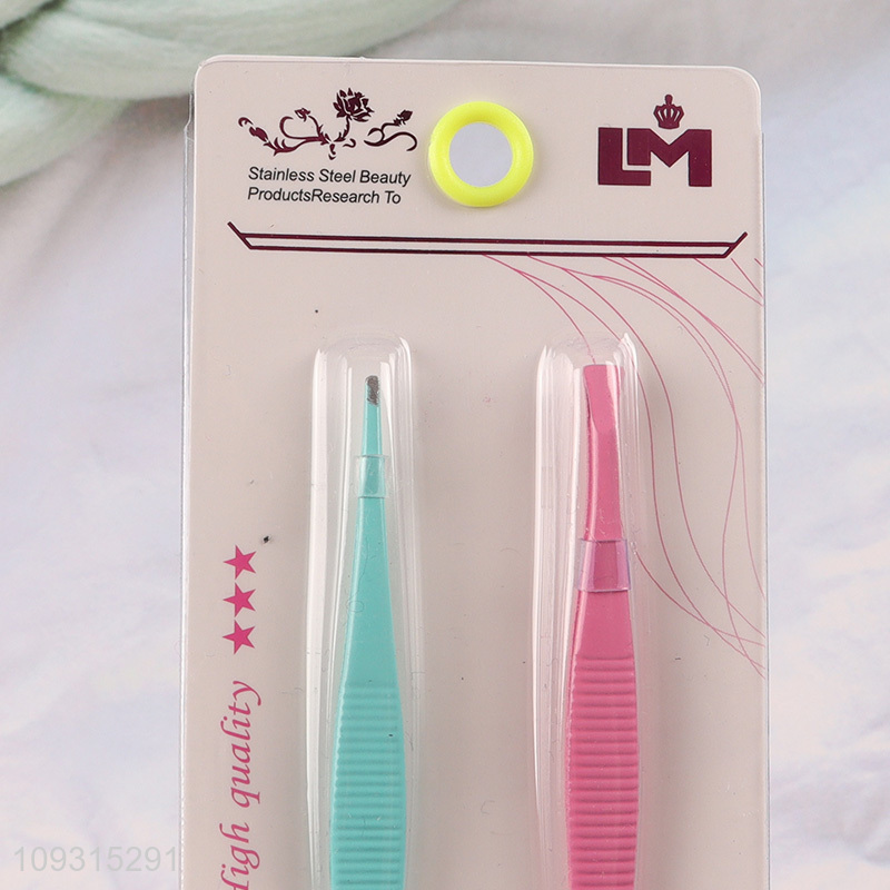 Factory wholesale 2pcs eyebrow tweezers eyebrow clamps set