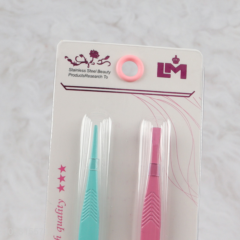 Factory direct sale 2pcs eyebrow tweezers makeup tool set