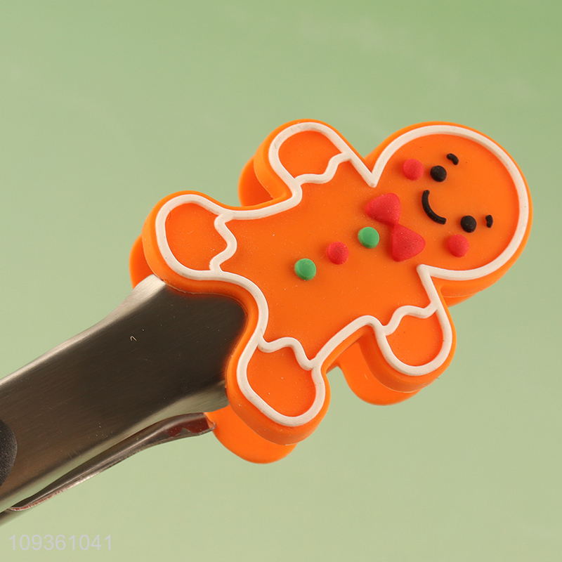 Hot sale 9-inch gingerbread man-shaped silicone food tongs