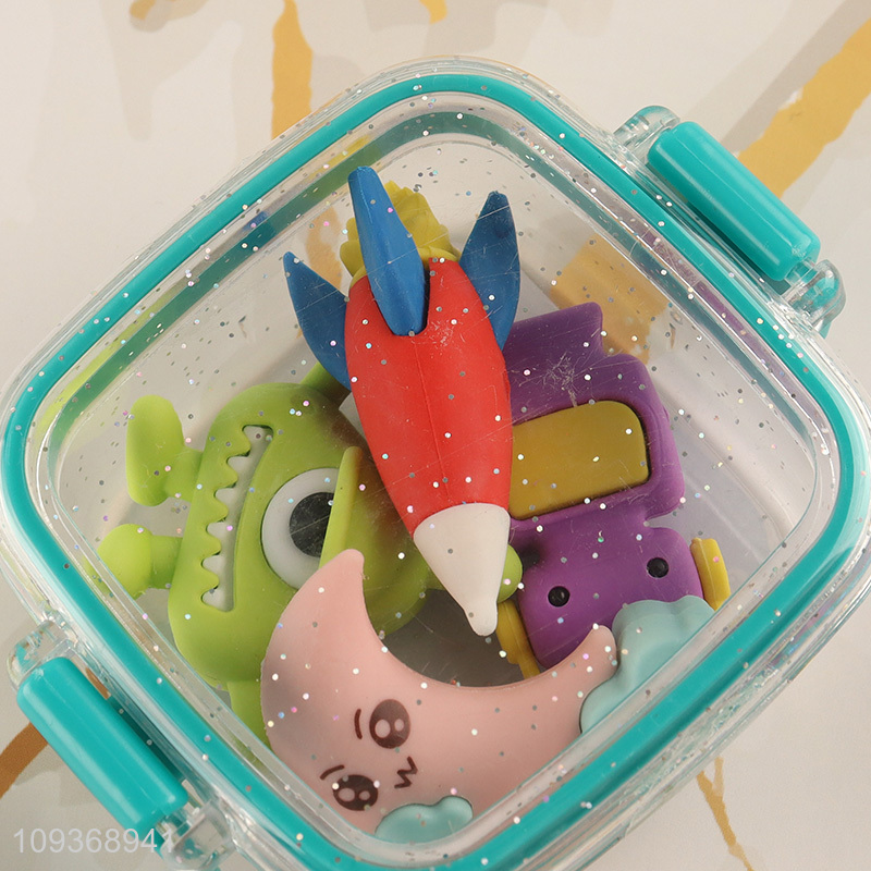 Best selling cartoon tpr stationery eraser set for kids