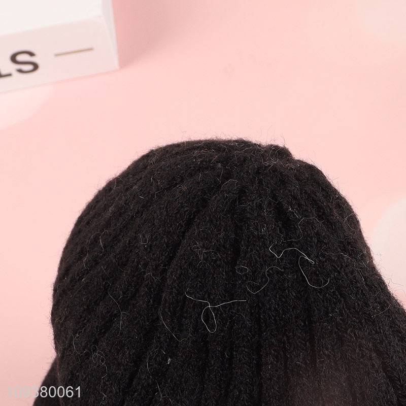 Good selling black knitted hat beanies hat wholesale