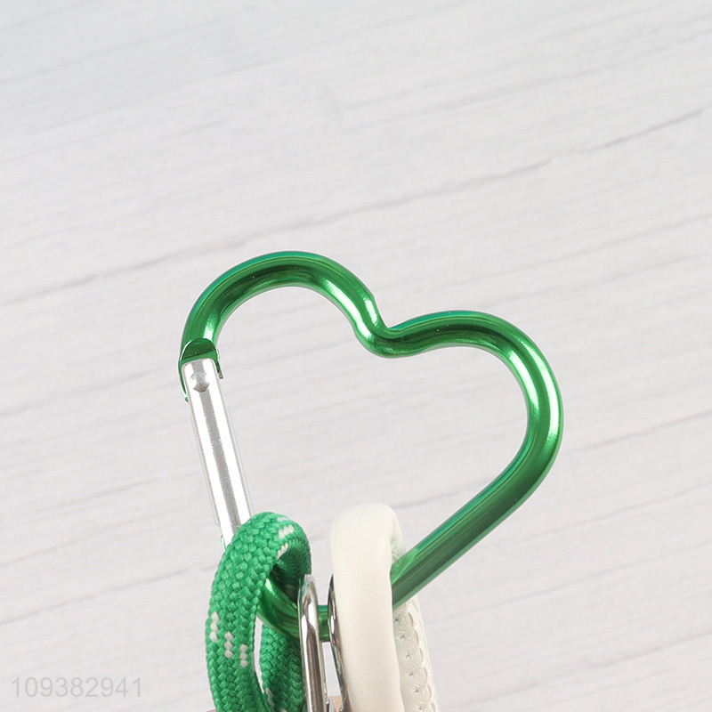 Cute Green Apple Pendant Keychain with Braided Rope and Carabiner