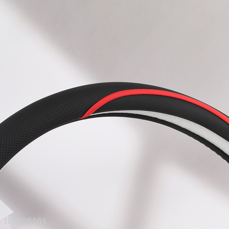 Top quality black pu car steering wheel cover