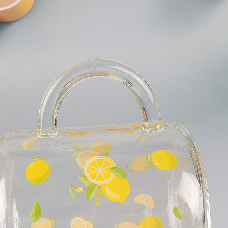 Factory price lemon printed glass mason cup mason jar