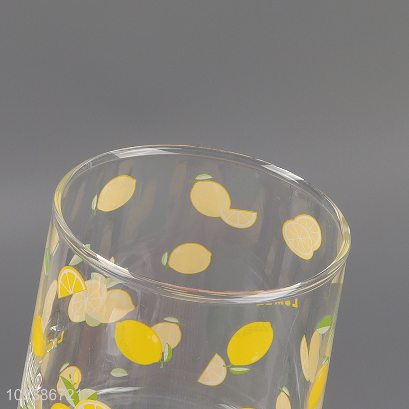Latest products   lemon printed glass water cup coffee cup