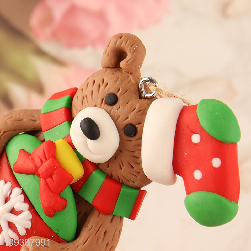 China wholesale cartoon bear Christmas hanging ornament