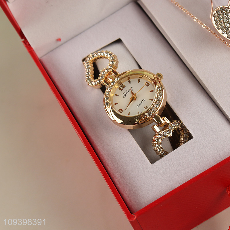 New arrival  4pcs women gifts set watch jewelry set