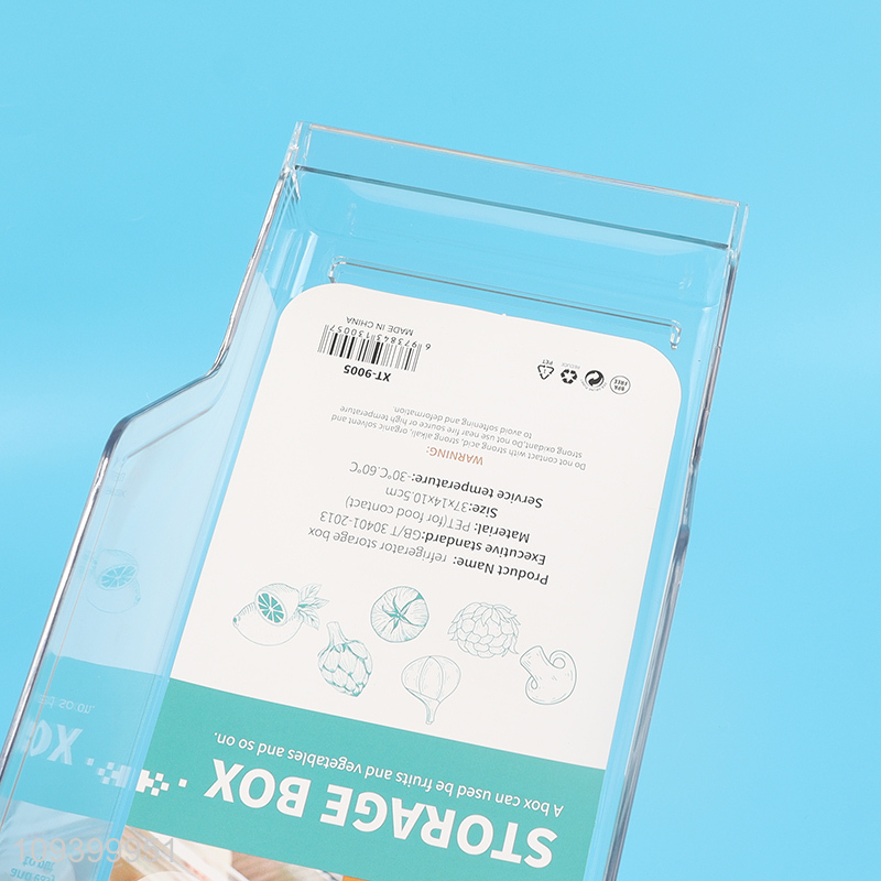 Hot selling transparent oblique opening storage box for fridge