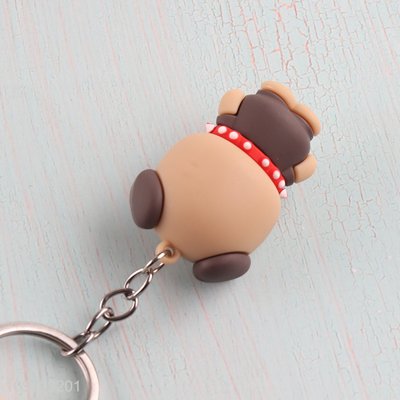 Factory price cartoon puppy silicone key chain key rings