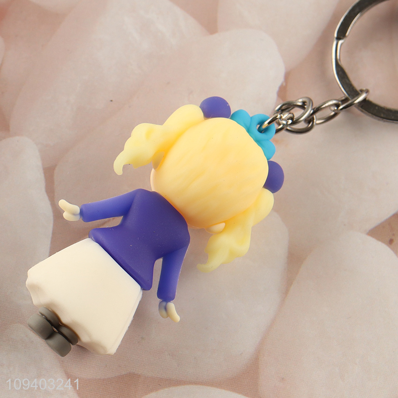 Factory direct sale girls princess silicone key chain key rings