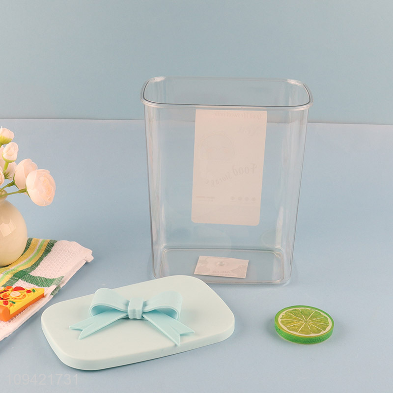 Low price rectangular sealed storage jar with bow lid