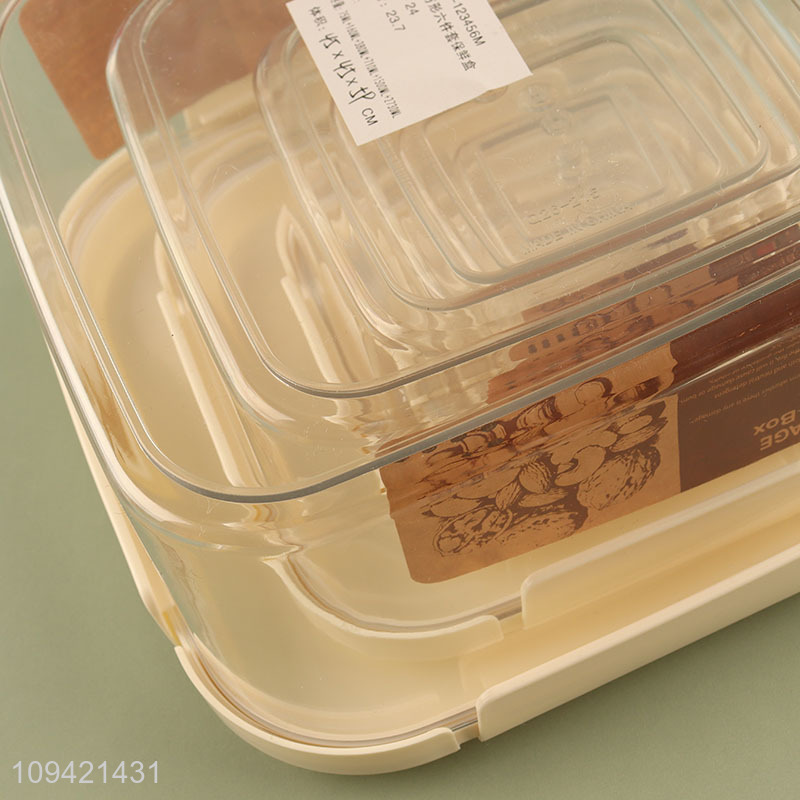 Top selling square 6pcs food preservation box set