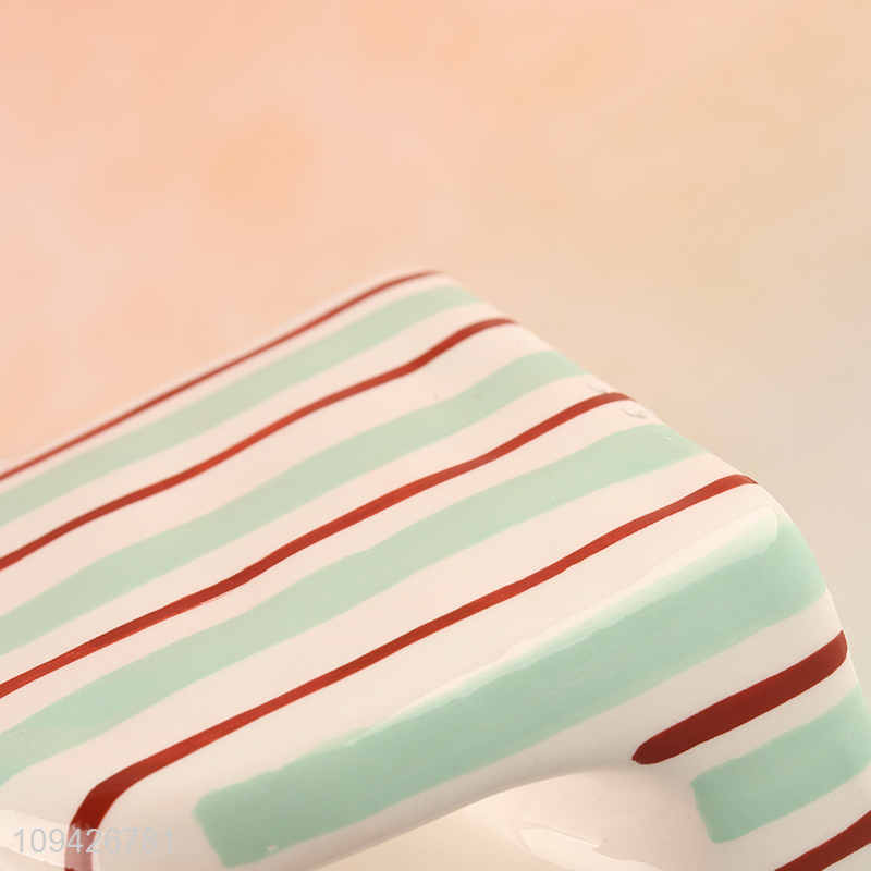 Popular products 3d bowknot striped ceramic napkin holder