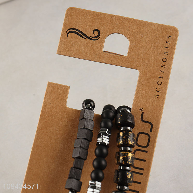 Latest products   black fashion jewelry beaded braided bracelet set