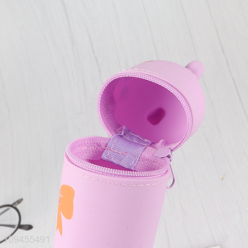 China wholesale cartoon school students silicone pencil bag