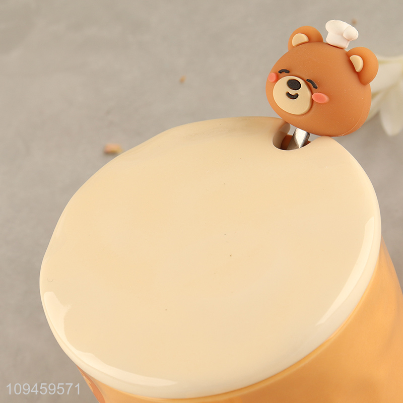 Low price cartoon bear ceramic water cup