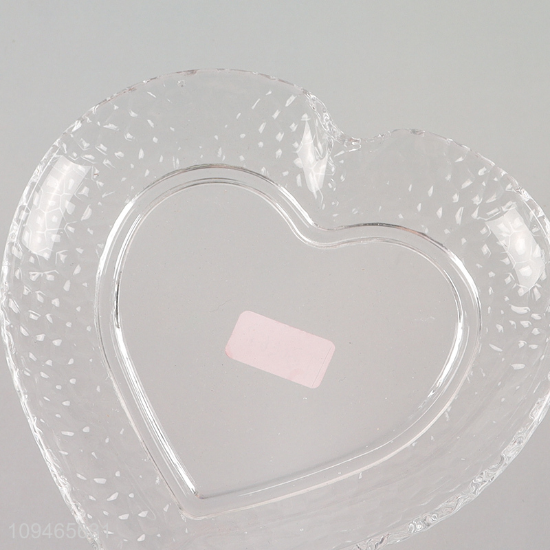 Low price heart shape clear tableware saucer