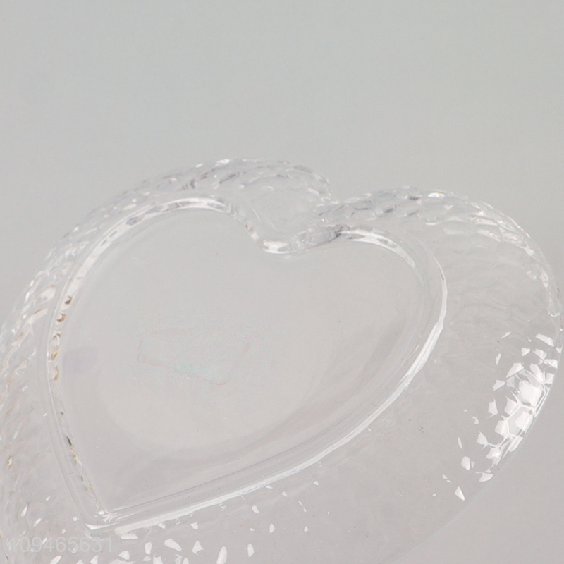 Low price heart shape clear tableware saucer