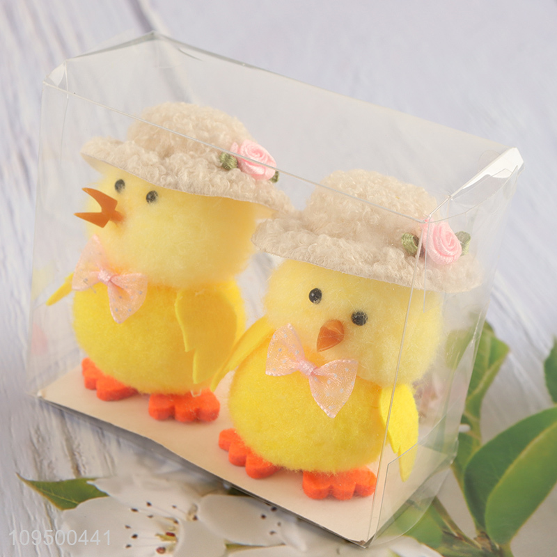 Latest products 2pcs yellow chick ornaments for tabletop decor