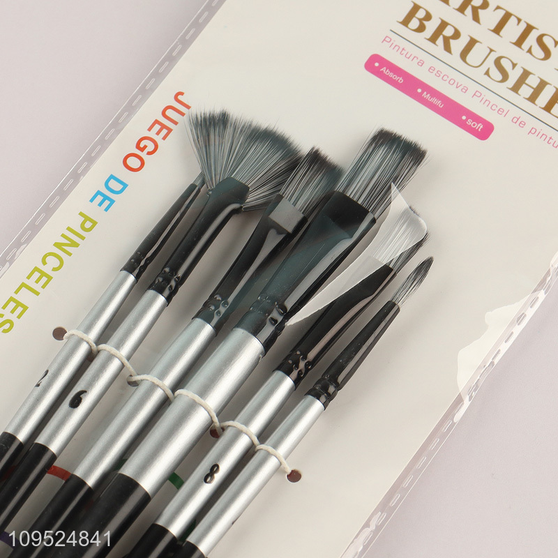 Best quality 6pcs nylon bristle art painting brush kit