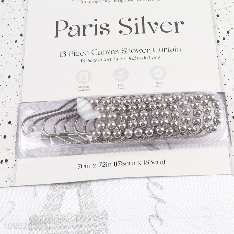 Shiny Silver Foil Pattern Shower Curtain