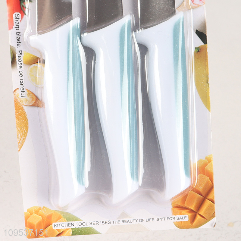 3 Pieces Plastic Handle Utility Kitchen Knife Set