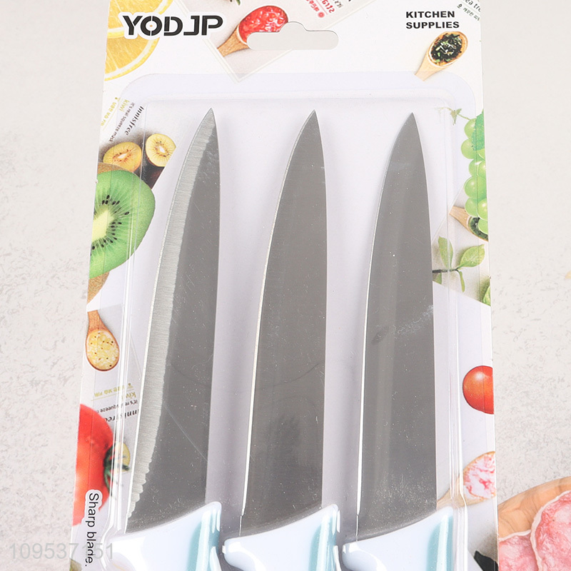 3 Pieces Plastic Handle Utility Kitchen Knife Set