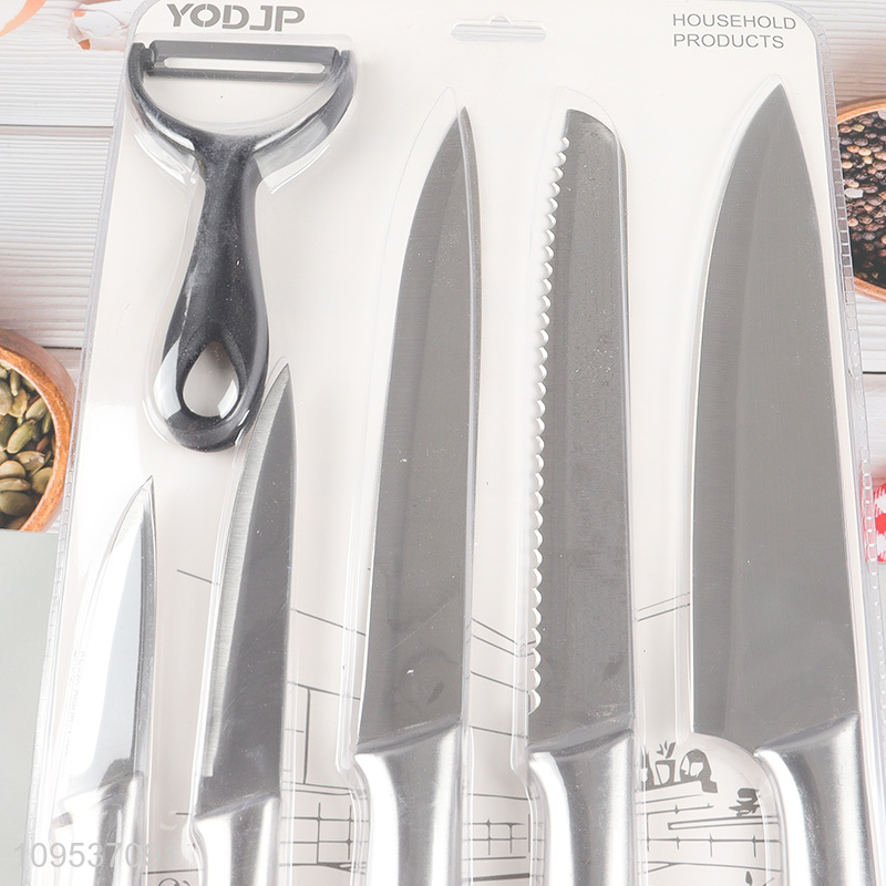 6 Pieces Stainless Steel Kitchen Knife With Peeler Kit